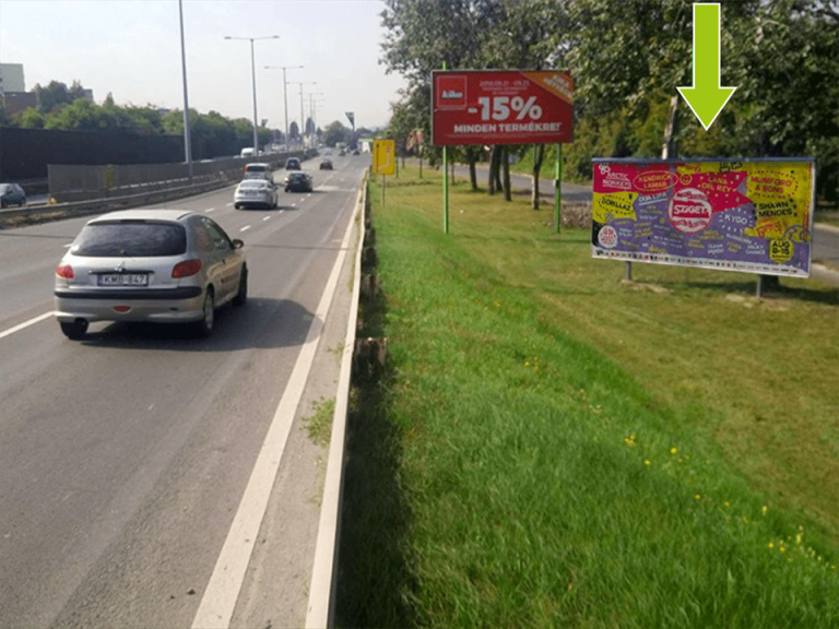 Budapest XIV. kerület – M3-as autópálya bevezető szakasz, Kacsóh Pongrác úttal párhuzamosan OMV b.kút előtt 300m. centrum felé