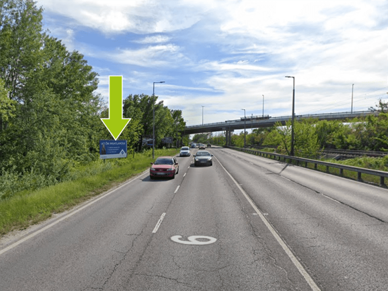 Budapest XXII. kerület – 6-os főút, Campona mögött, felüljáró előtt centrum felől