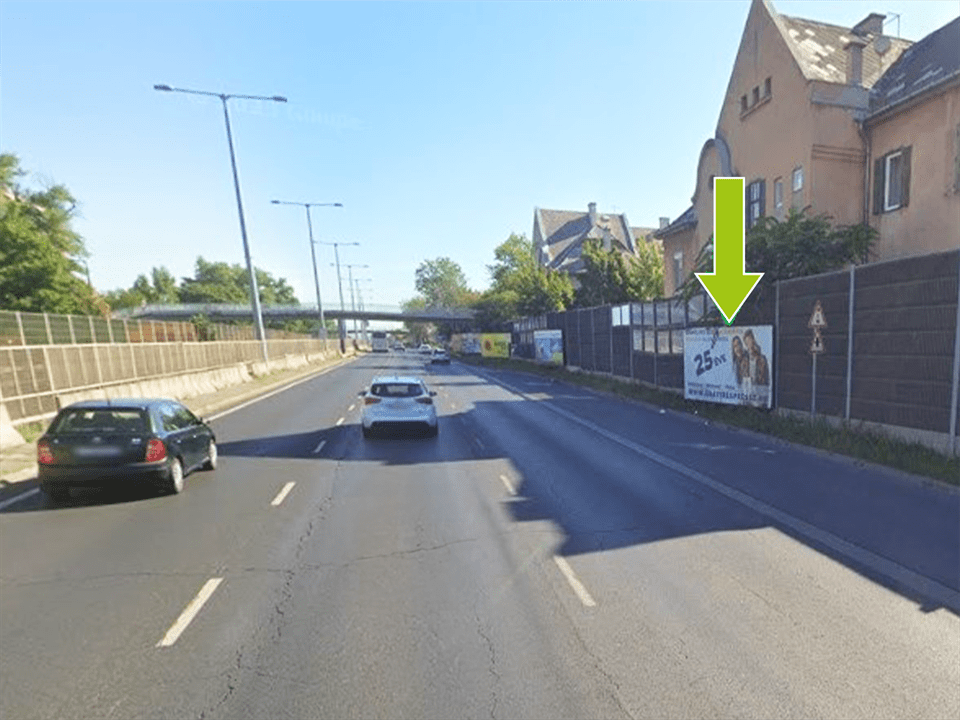 Budapest XV. kerület – M3 autópálya kivezető szakasz, OMV b. kút után, Szerencs u. előtt 200m., centrum felől