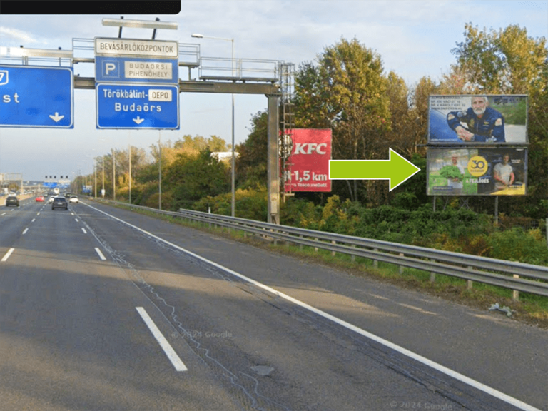 Budaörs – M1-M7 bevezető, Budapest felé, 12km+200, jobb oldalon alsó